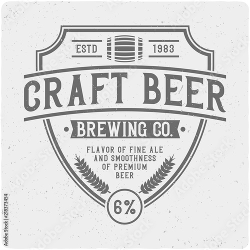 Beer label with frame. Isolated on light background