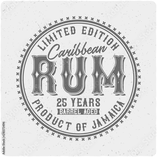 Label of the Caribbean rum. On light background