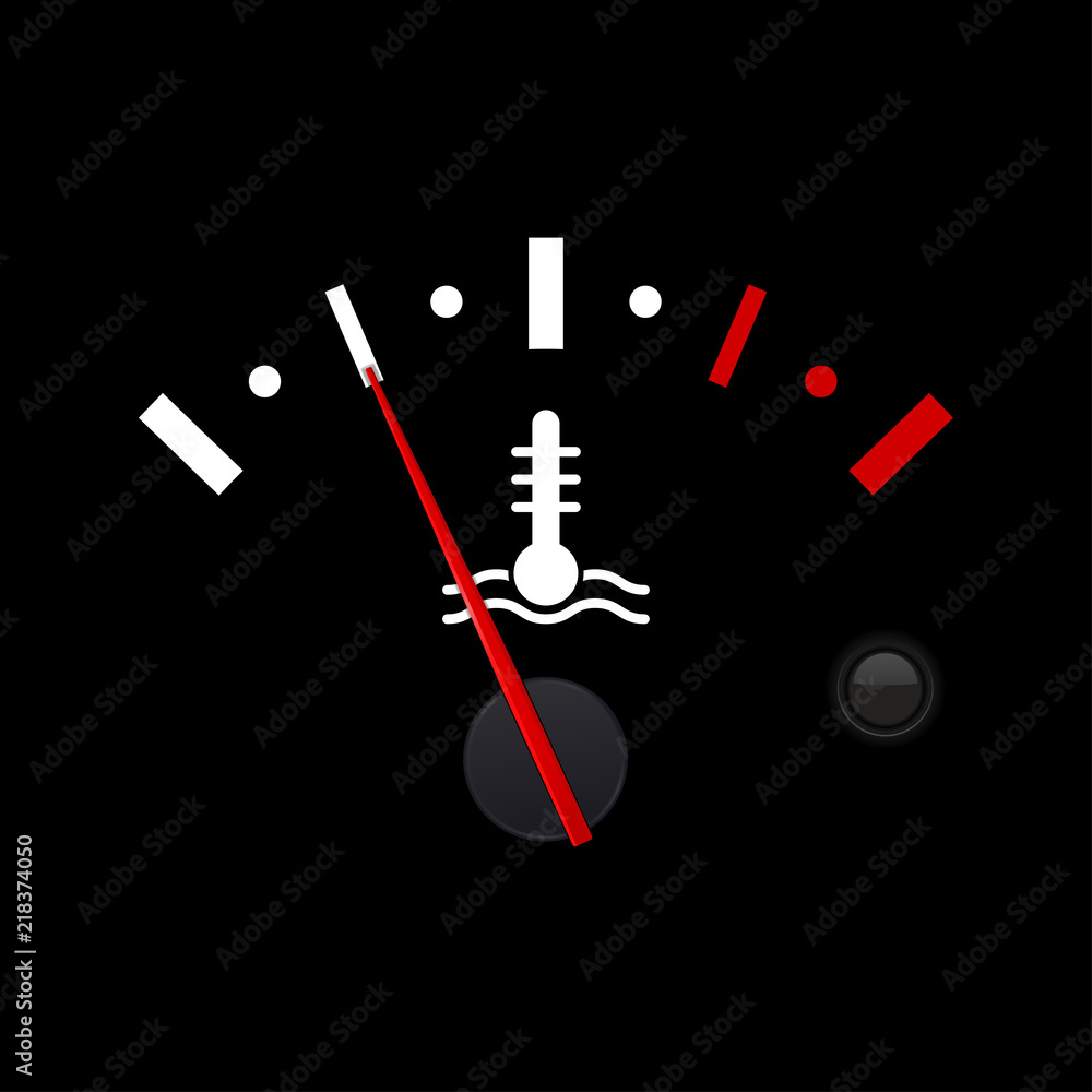 Temperature car gauge scale on black background. Low temperature Temperature car gauge scale on black background. Low temperature