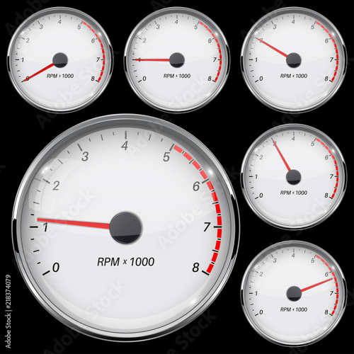 Tachometer set. Different rotation levels