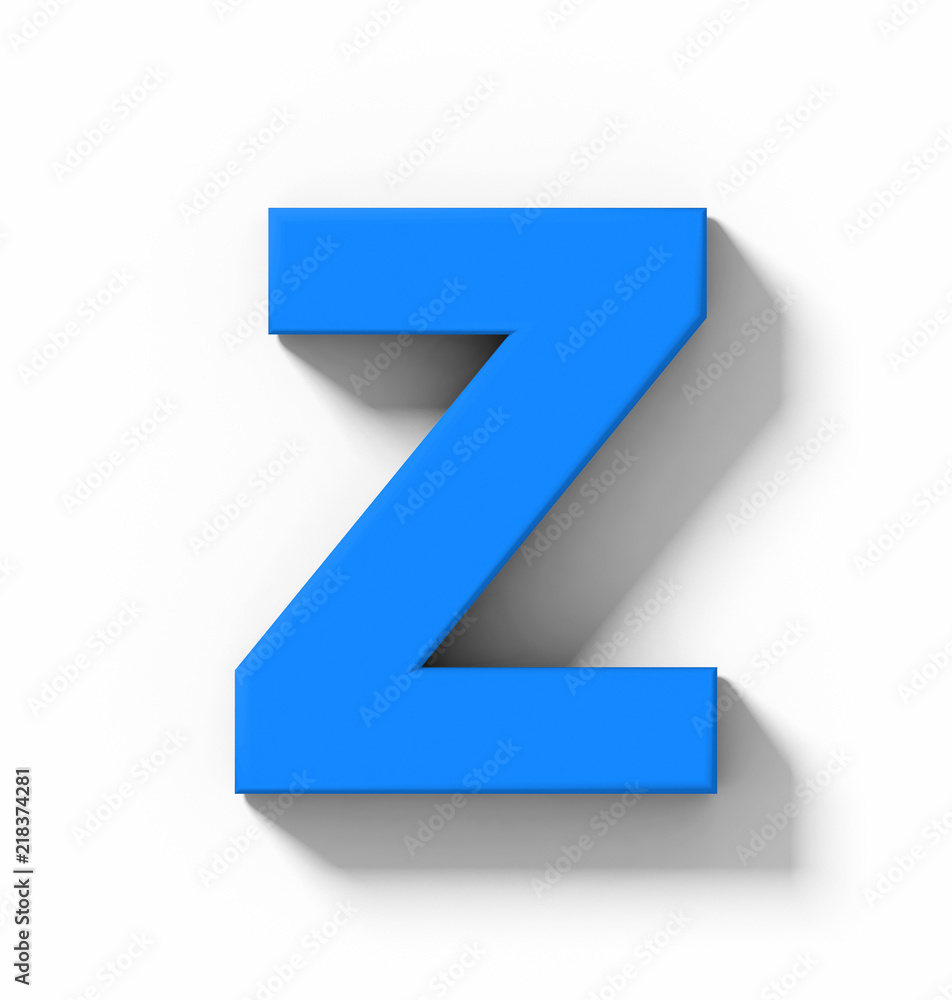 letter Z 3D blue isolated on white with shadow - orthogonal projection letter Z 3D blue isolated on white with shadow - orthogonal projection