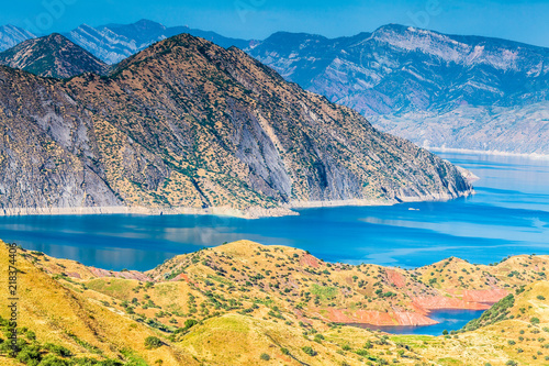 Nice view of Nurek Reservoir in Tajikistan