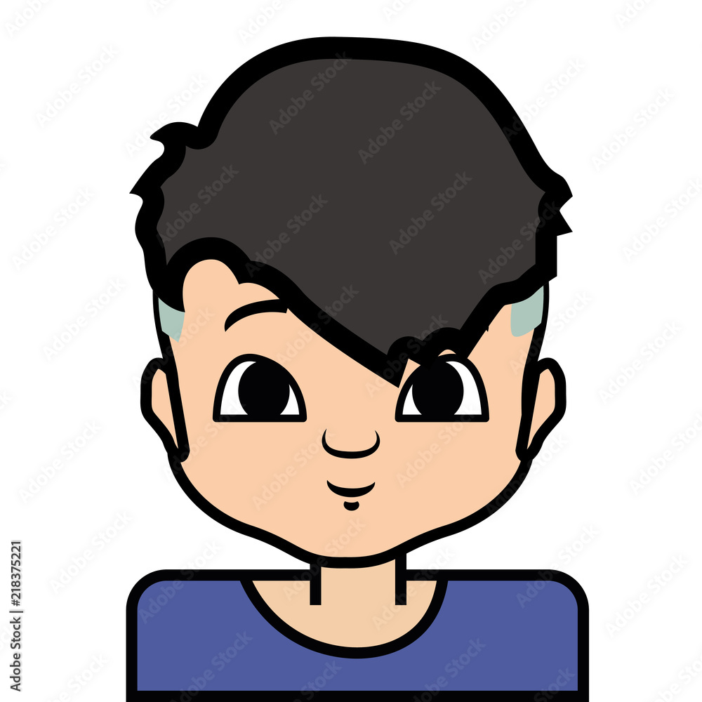 portrait icon, boy face. on white background, vector