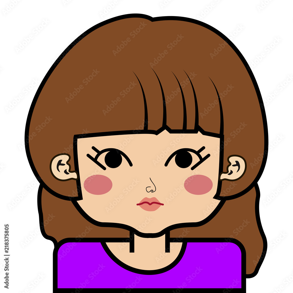 portrait of little girl face icon with black stroke on white background vector portrait of little girl face icon with black stroke on white background vector