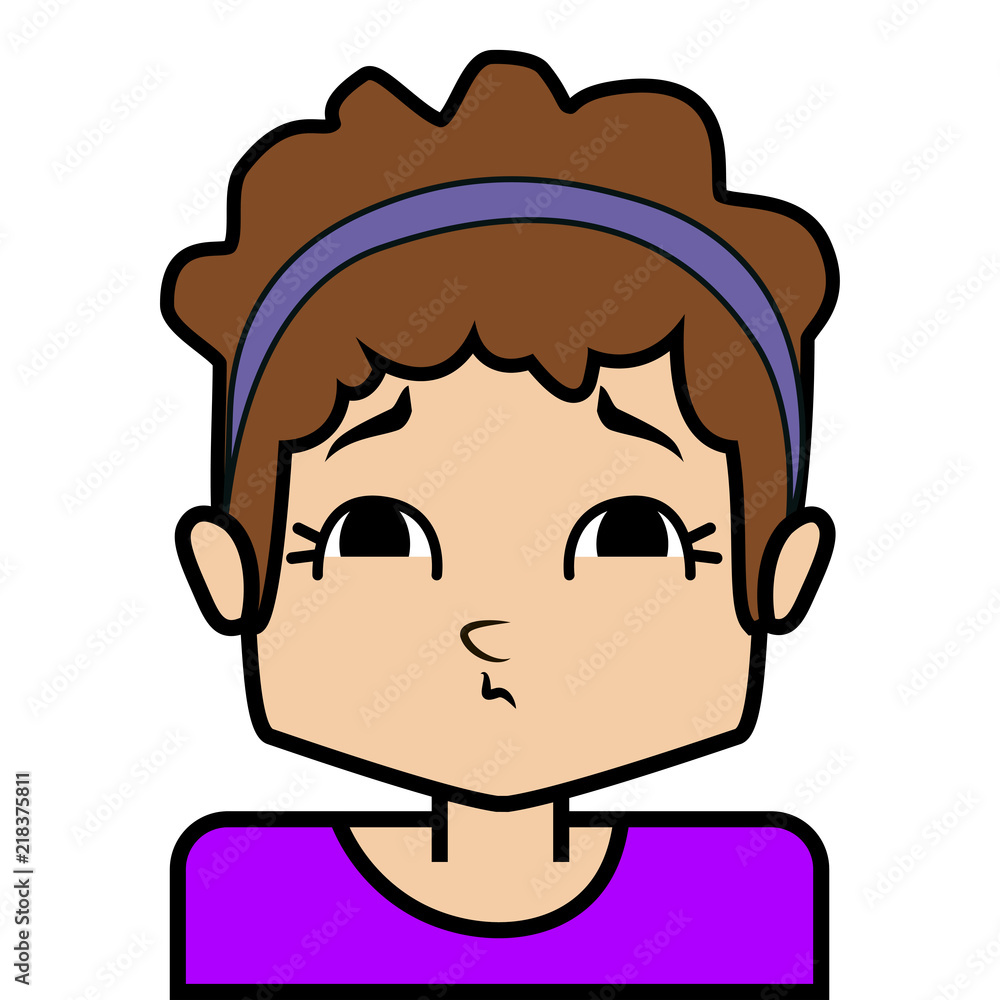 portrait of little girl face icon with black stroke on white background vector portrait of little girl face icon with black stroke on white background vector