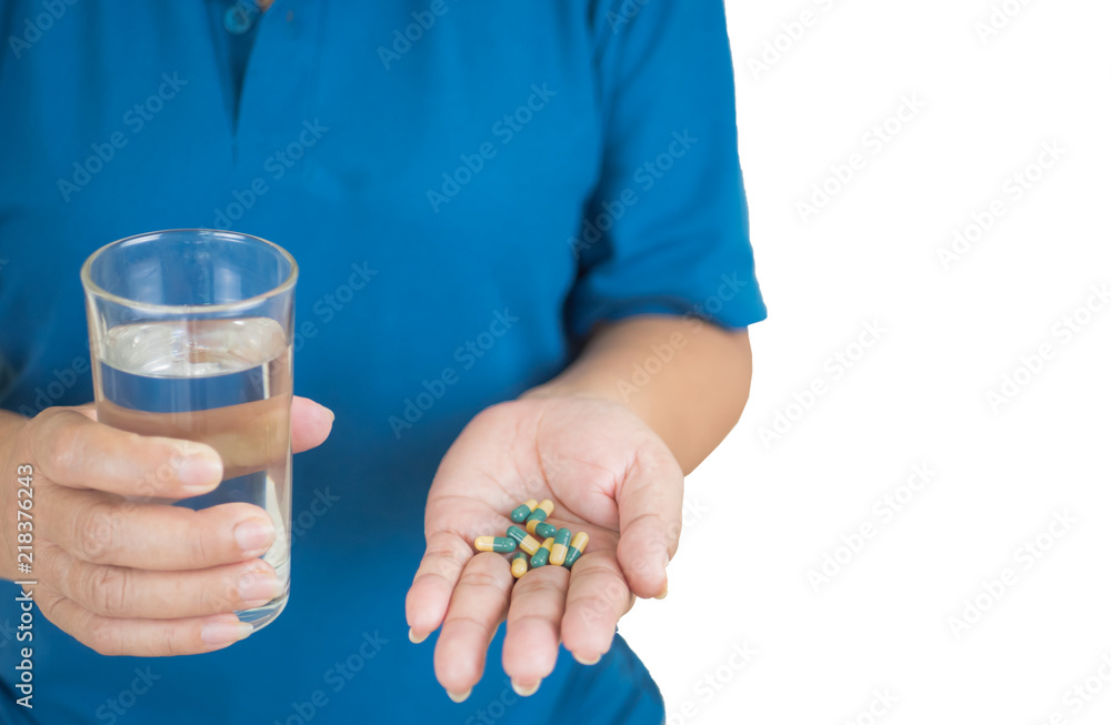 senior woman with many pills in her hand. senior woman with many pills in her hand.