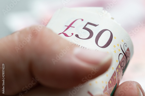 fifty pound notes in UK sterling currency