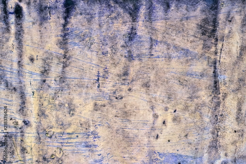 Fototapeta premium Eroded metal òåêñòóðå. Rusty Colored Metal with cracked paint, grunge dark blue, white, grey background