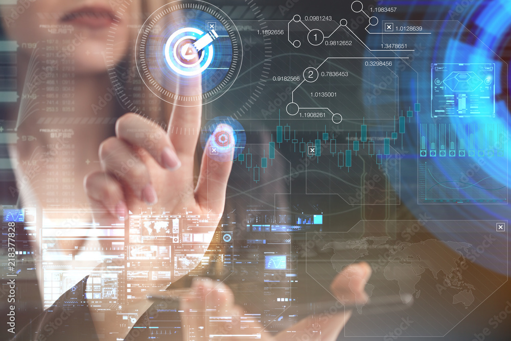 The concept of business, technology, the Internet and the network. A young entrepreneur working on a virtual screen of the future and sees the inscription: The concept of business, technology, the Internet and the network. A young entrepreneur working on a virtual screen of the future and sees the inscription: