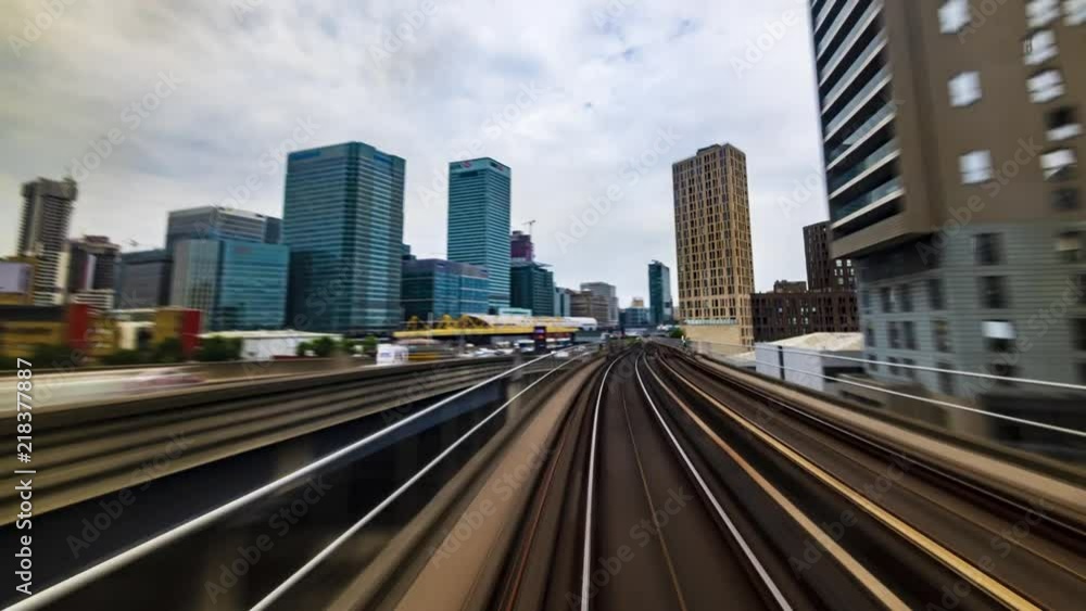 Timelapse of the Docklands in London in motion from a fast moving train, POV hyperlapse Timelapse of the Docklands in London in motion from a fast moving train, POV hyperlapse