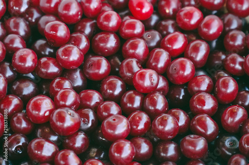 Many ripe cherry berries
