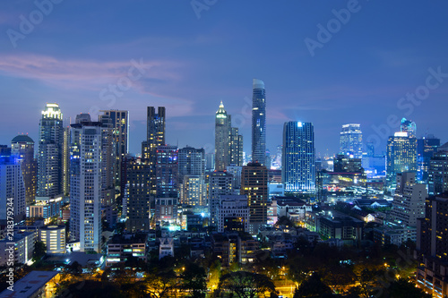 Bangkok city skyline at night beautiful view.