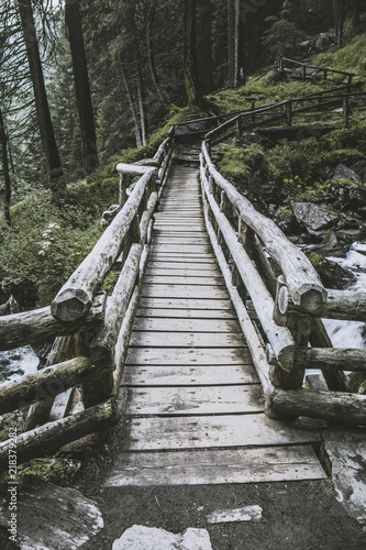 wood bridge near saent waterfall