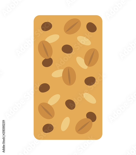 Granola bar with chocolate, flat style vector illustration.