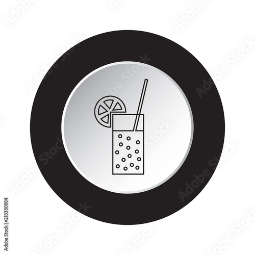 round black, white button icon - carbonated drink