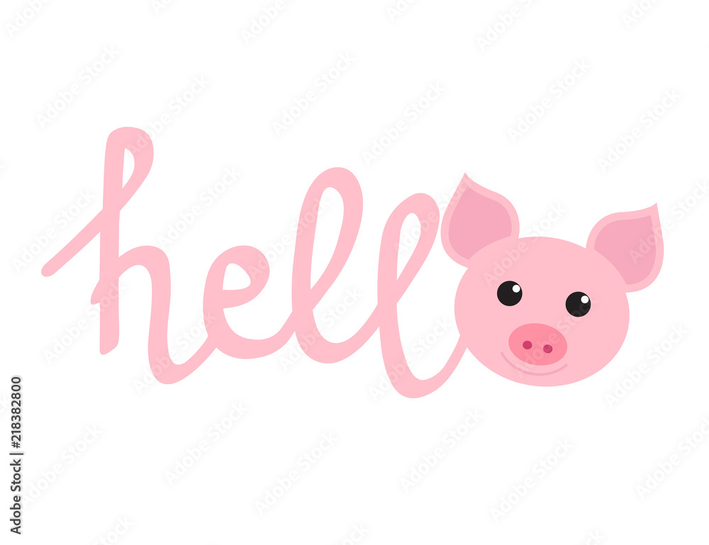 Funny pig and lettering Funny pig and lettering