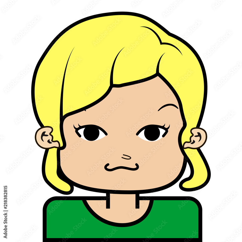portrait of little girl face icon with black stroke on white background vector portrait of little girl face icon with black stroke on white background vector
