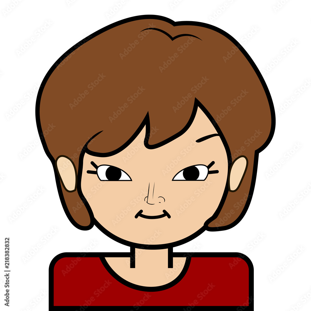 portrait of little girl face icon with black stroke on white background vector portrait of little girl face icon with black stroke on white background vector