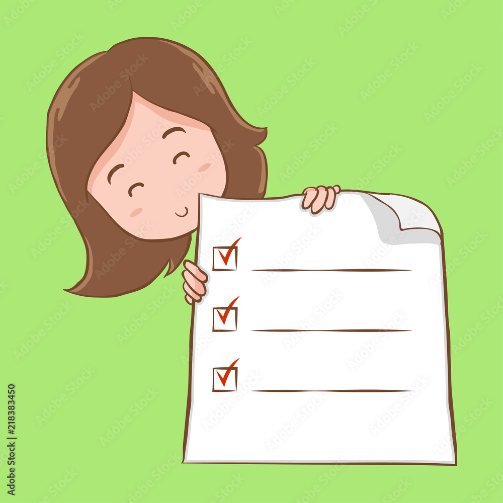 Girl with checklist paper Girl with checklist paper