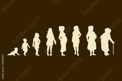 Stage of life female from baby grow old. Illustration concept.