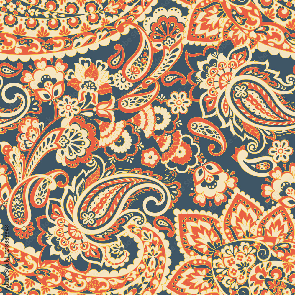 Paisley Pattern. Seamless Asian Textile Background