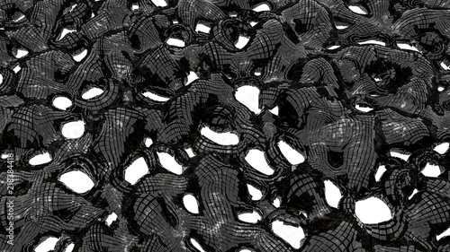 BLACK ABSTRACT THREE-DIMENSIONAL BACKGROUND. Glossary hole surface. 3d RENDERING