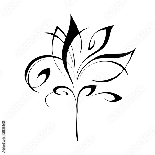 ornament 305. abstract pattern in the form of a flower in black lines on a white background