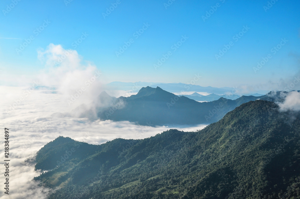 Sea of fog and mountains in early morning Sea of fog and mountains in early morning