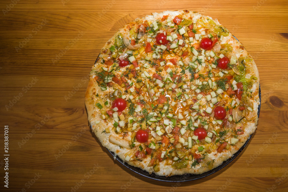 Very tasty fresh pizza from the pizzeria. Various fillings