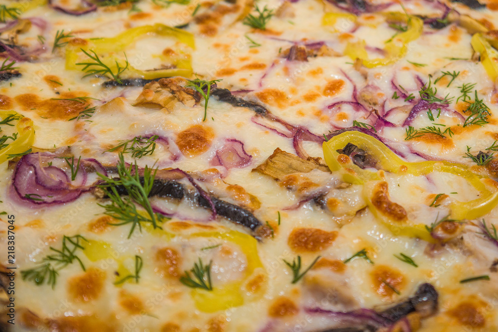 Very tasty fresh pizza from the pizzeria. Various fillings
