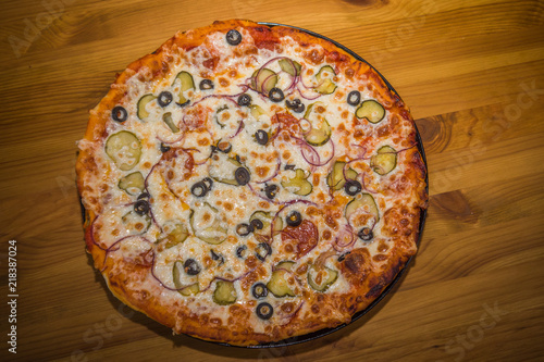 Very tasty fresh pizza from the pizzeria. Various fillings