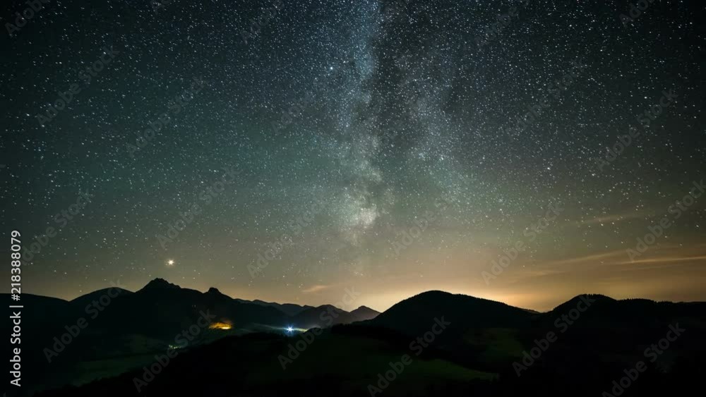 Time laspe milky way and stars over mountains landscape Time laspe milky way and stars over mountains landscape