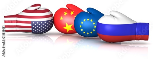 Canvas Print trade war tariffs sanctions usa china russia eu europe america european union 3d