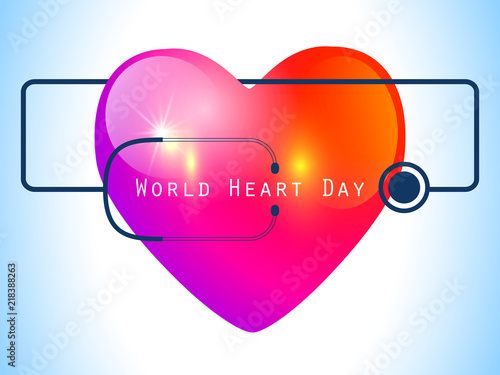 World heart day. Red heart design. Health care concept. Vector illustration. Medical awareness day concept. World Heart Day background. Heart and stethoscope poster