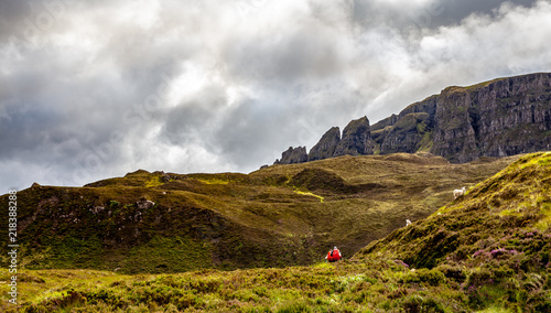 Obraz na plátně Trail landscape to quiraing on the isle of skye scotland nature