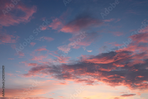 Sunset sky and clouds pastel pink color beautiful in the nature background