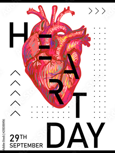 World heart day. Red heart design. Health care concept. Vector illustration. Medical awareness day concept. World Heart Day background