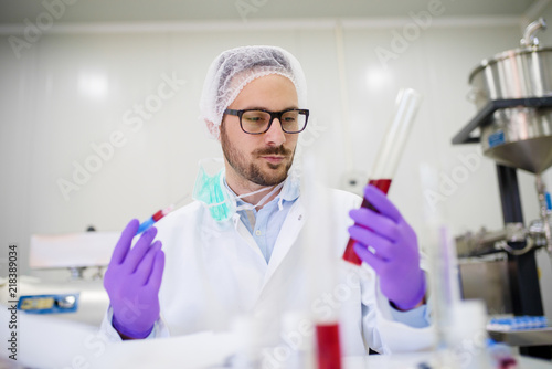 Lab employee working on some product tests.
