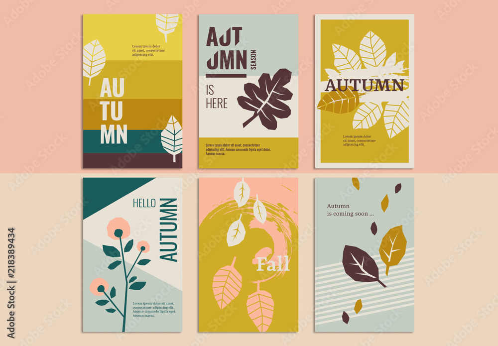 Autumn Greeting Card Set Stock Template | Adobe Stock