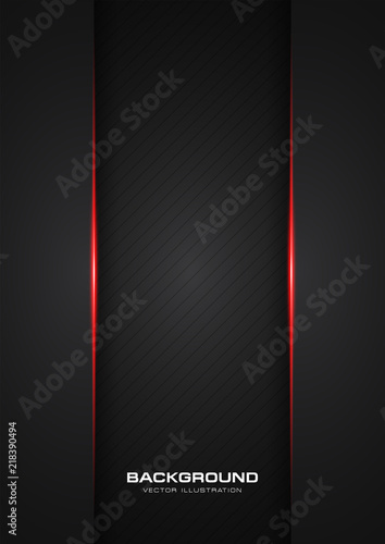 abstract metallic red shiny color black frame layout modern tech design vector template background