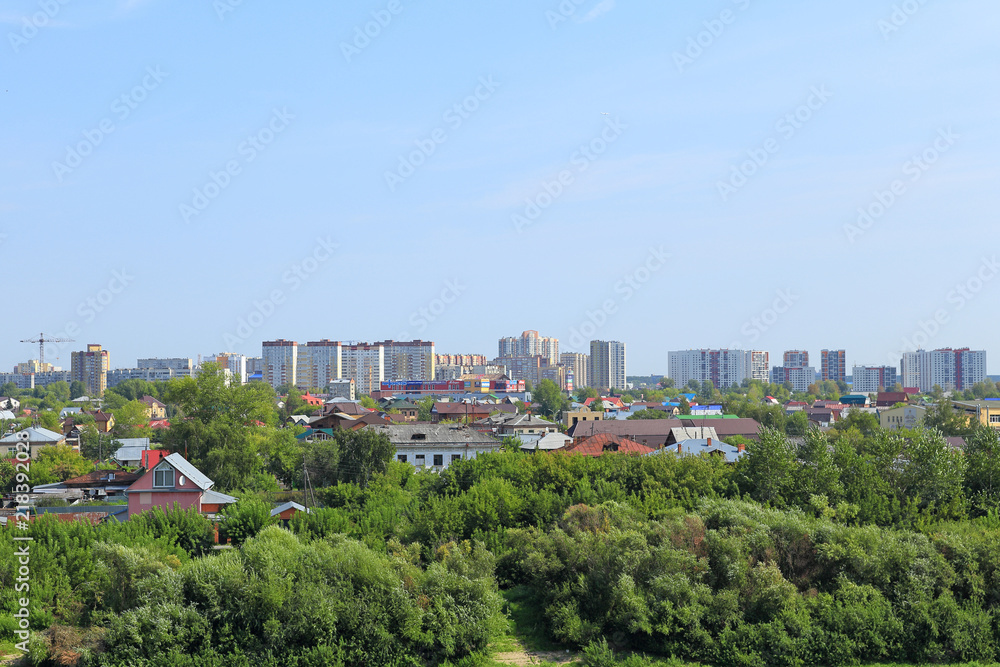 Panorama of the city of Tyumen on a summer day