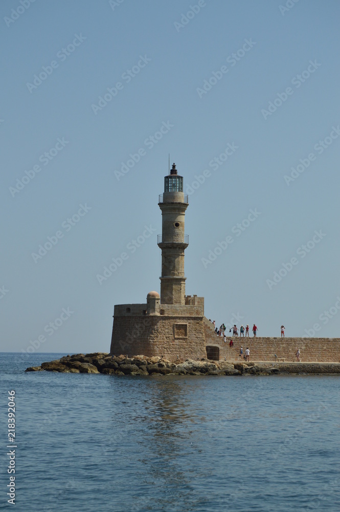 Magnificent Views Of The Antiquity Lighthouse In The Port Of Chania. History Architecture Travel. July 6, 2018. Chania, Crete Island. Greece.