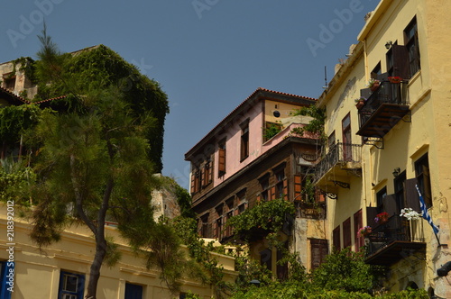 Beautiful Venetian Style Buildings In The Harbor Neighborhood In Chania. History Architecture Travel. July 6, 2018. Chania, Crete Island. Greece. © Raul H