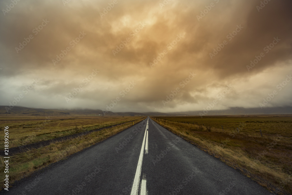 Empty Road to the Horizon in Iceland Empty Road to the Horizon in Iceland