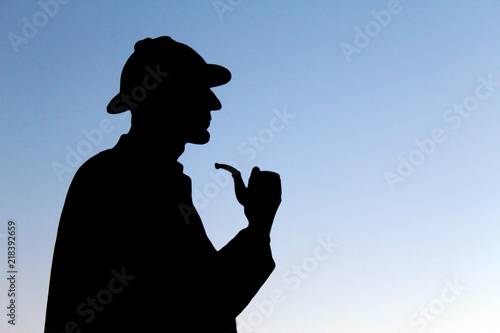 LONDON, UK - AUGUST 2018: Silhouette of Sherlock Holmes's statue in London near Baker street