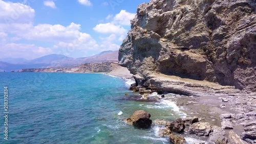 Ammolofoi Beach near Agios Pavlos, Rethymno, Greece - Aerial Video photo