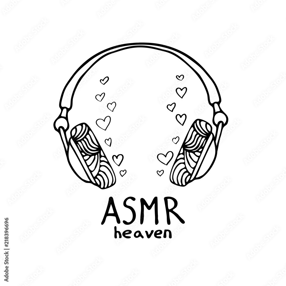 Obraz premium Abstract illustration of headphones in zentangle style. ASMR heaven text.