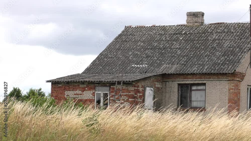 The house in the middle of the wheat field. Abandoned. Panning,Closeup, The house in the middle of the wheat field. Abandoned. Panning,Closeup,