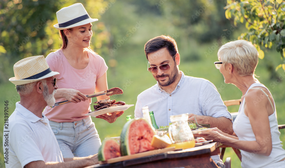 Family on vacation eating outdoors Family on vacation eating outdoors