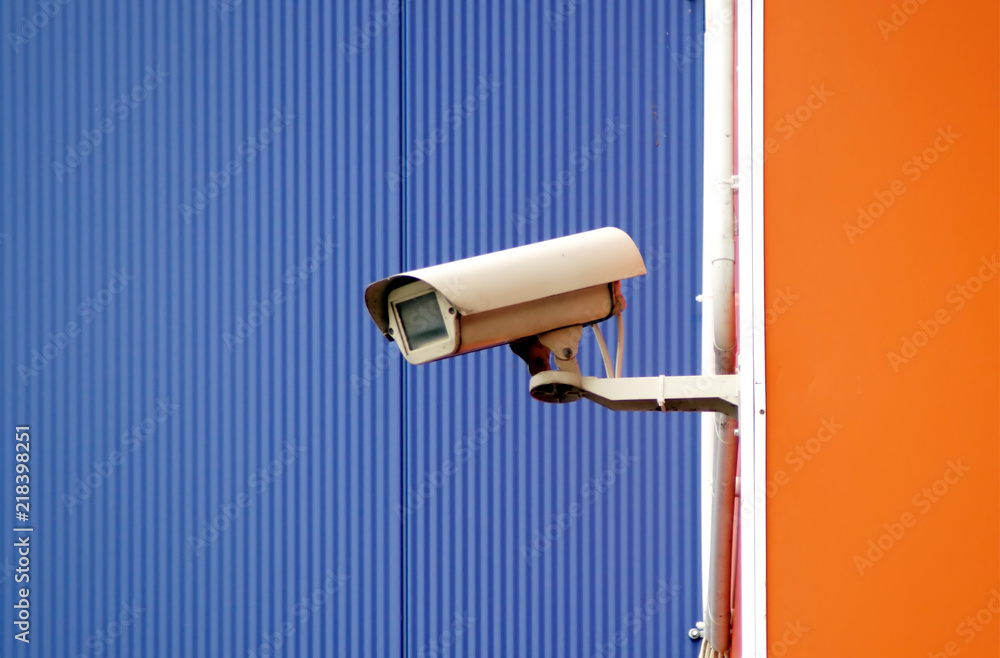 Camera surveillance on the wall of the building
